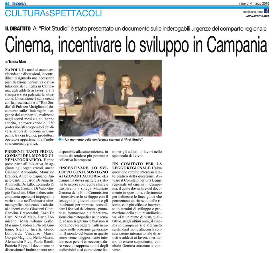 Cinema, incentivare lo sviluppo in Campania